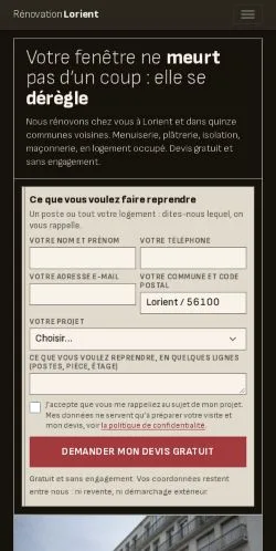 Vista previa del sitio Rénovation Lorient, referenciado para publicar artículos patrocinados