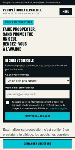 Aperçu du site Prospection Externalisée, référencé pour publier un article sponsorisé