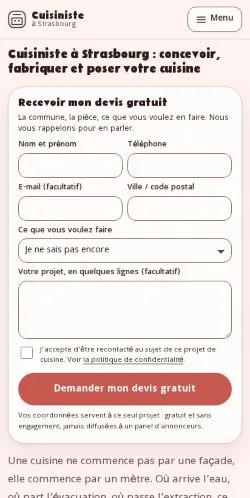 スポンサード記事の掲載先として登録されたCuisiniste Strasbourgのサイトプレビュー