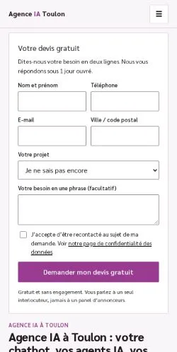 Forhåndsvisning af Agence IA Toulon, opført til udgivelse af sponsorerede artikler