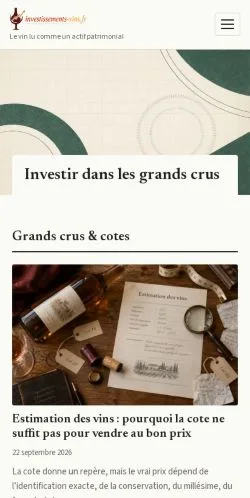 Anteprima del sito Investissements Vins, referenziato per la pubblicazione di articoli sponsorizzati