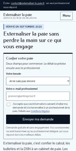 Aperçu du site Externaliser La Paie, référencé pour publier un article sponsorisé