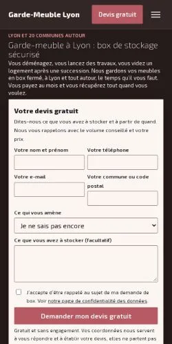 Forhåndsvisning af Garde-meuble Lyon, opført til udgivelse af sponsorerede artikler
