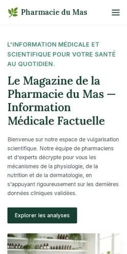 Vorschau der Website Pharmacie du Mas Magazine, gelistet für die Veröffentlichung gesponserter Artikel