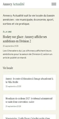 Pré-visualização do site Annecy Actualité, referenciado para publicar artigos patrocinados