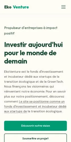 Preview of the EkoVenture website, listed for sponsored article publication