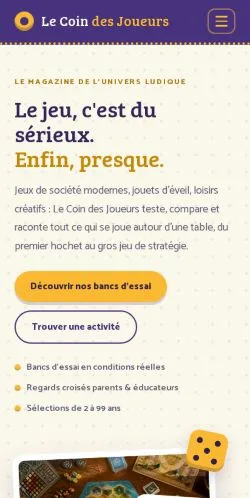 Preview of the Le Coin Des Joueurs website, listed for sponsored article publication