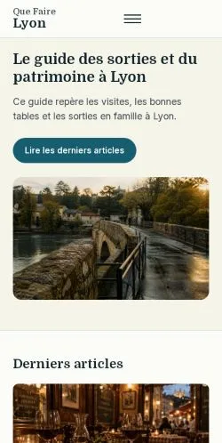 Vista previa del sitio Que Faire Lyon, referenciado para publicar artículos patrocinados