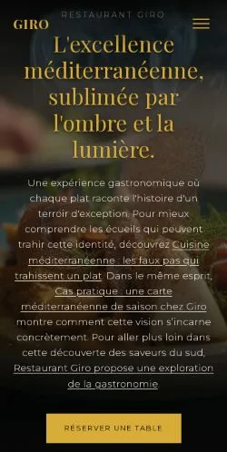 Förhandsvisning av webbplatsen Restaurant Giro, listad för publicering av sponsrade artiklar
