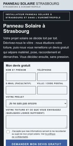 Preview of the Panneau Solaire Strasbourg website, listed for sponsored article publication