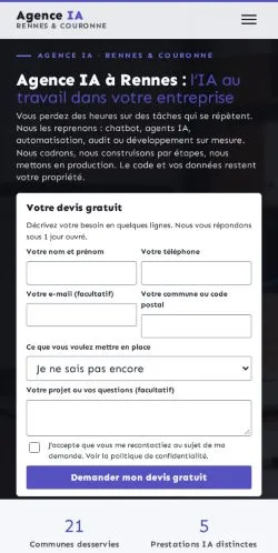 Anteprima del sito Agence IA Rennes, referenziato per la pubblicazione di articoli sponsorizzati