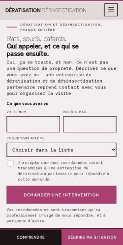 Vorschau der Website Dératisation Désinsectisation, gelistet für die Veröffentlichung gesponserter Artikel