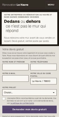 Vorschau der Website Rénovation Le Havre, gelistet für die Veröffentlichung gesponserter Artikel