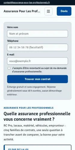 Anteprima del sito Assurance Pro, referenziato per la pubblicazione di articoli sponsorizzati