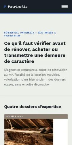 Aperçu du site Patrimelia, référencé pour publier un article sponsorisé