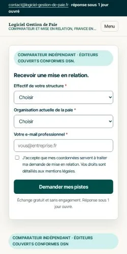 Forhåndsvisning af Logiciel De Paie Comparateur, opført til udgivelse af sponsorerede artikler