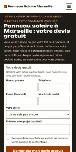 Vorschau der Website Panneau Solaire Marseille, gelistet für die Veröffentlichung gesponserter Artikel