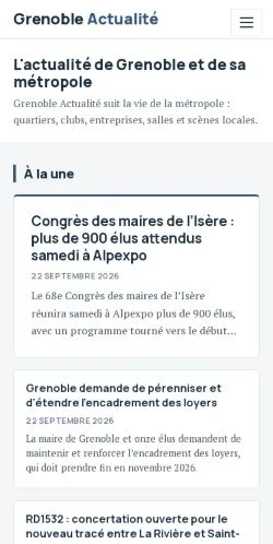 스폰서 기사 게재 매체로 등록된 Grenoble Actualité 사이트 미리보기