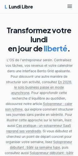 스폰서 기사 게재 매체로 등록된 Lundi Libre 사이트 미리보기