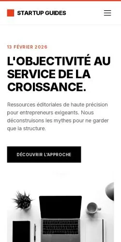 Preview of the Startup Guides website, listed for sponsored article publication