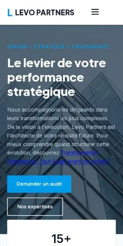 Pré-visualização do site Levo Partners, referenciado para publicar artigos patrocinados