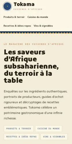 Anteprima del sito Tokama Cuisines d'Afrique, referenziato per la pubblicazione di articoli sponsorizzati