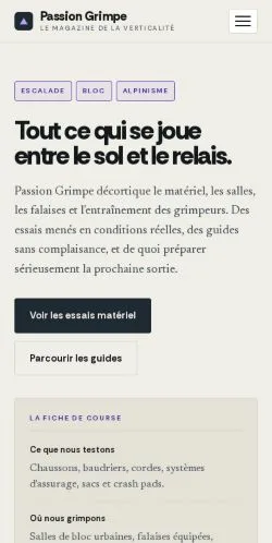Vorschau der Website Passion Grimpe, gelistet für die Veröffentlichung gesponserter Artikel