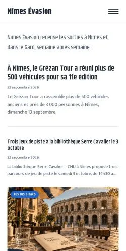 Aperçu du site Nîmes Évasion, référencé pour publier un article sponsorisé