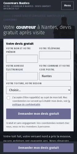 Forhåndsvisning af Couvreur Nantes, opført til udgivelse af sponsorerede artikler