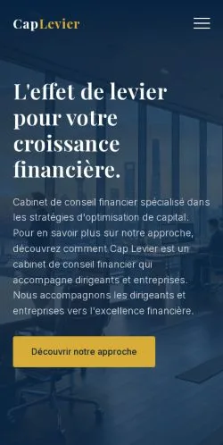 Preview of the Cap Levier website, listed for sponsored article publication