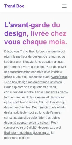 스폰서 기사 게재 매체로 등록된 Trend Box 사이트 미리보기