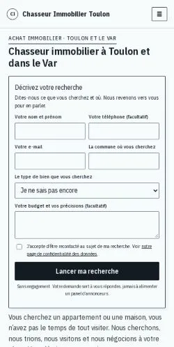Anteprima del sito Chasseur Immobilier Toulon, referenziato per la pubblicazione di articoli sponsorizzati