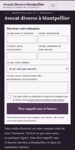 Anteprima del sito Avocat Divorce Montpellier, referenziato per la pubblicazione di articoli sponsorizzati