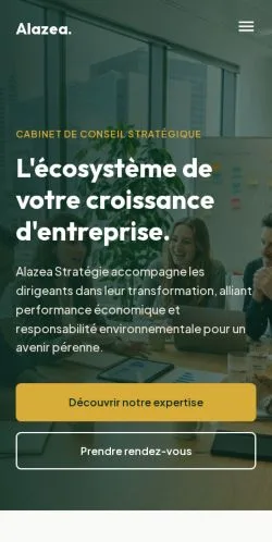 Vista previa del sitio Alazea Stratégie, referenciado para publicar artículos patrocinados