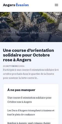 Vista previa del sitio Angers Évasion, referenciado para publicar artículos patrocinados