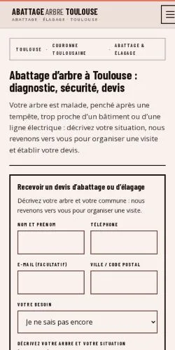Anteprima del sito Abattage Arbre Toulouse, referenziato per la pubblicazione di articoli sponsorizzati