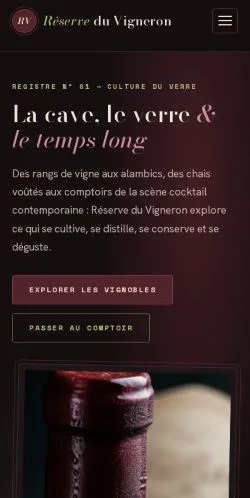 Förhandsvisning av webbplatsen Réserve du Vigneron, listad för publicering av sponsrade artiklar
