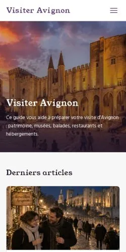 Voorbeeld van de website Visiter Avignon, vermeld voor de publicatie van gesponsorde artikelen