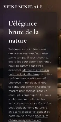 Anteprima del sito Veine Minérale, referenziato per la pubblicazione di articoli sponsorizzati