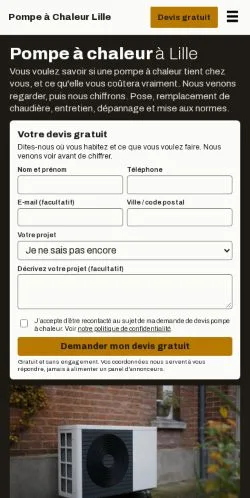 Vorschau der Website Pompe Chaleur Lille, gelistet für die Veröffentlichung gesponserter Artikel