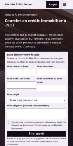 Anteprima del sito Courtier Crédit Paris, referenziato per la pubblicazione di articoli sponsorizzati