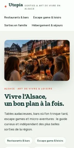 Vorschau der Website Utopia Alsace Guides, gelistet für die Veröffentlichung gesponserter Artikel