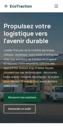 Preview of the EcoTraction Professionnel website, listed for sponsored article publication