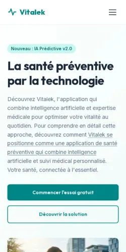 Vorschau der Website Vitalek Santé Préventive, gelistet für die Veröffentlichung gesponserter Artikel