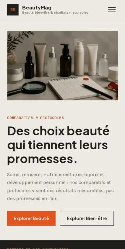 Vista previa del sitio BeautyMag, referenciado para publicar artículos patrocinados