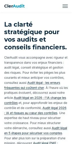 Vista previa del sitio ClerAudit, referenciado para publicar artículos patrocinados