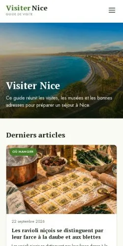 Vista previa del sitio Visiter Nice, referenciado para publicar artículos patrocinados