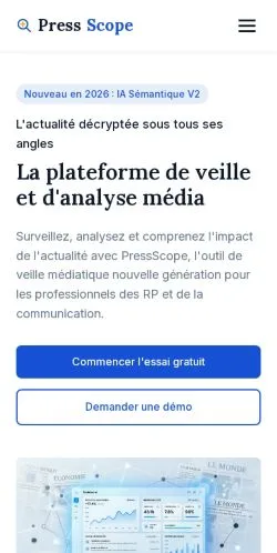 Vorschau der Website PressScope, gelistet für die Veröffentlichung gesponserter Artikel