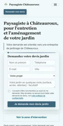Vorschau der Website Paysagiste Châteauroux, gelistet für die Veröffentlichung gesponserter Artikel