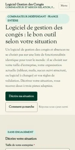 Anteprima del sito Gestion Congés Comparateur, referenziato per la pubblicazione di articoli sponsorizzati
